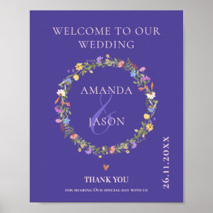 Wildflower Floral Wreath Welcome to Our Wedding Poster
