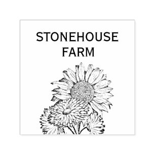 Wildflower Floral Your Business Name Self-inking Stamp
