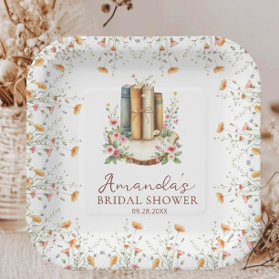 Wildflower Florals Storybooks Bridal Shower Party Paper Plates