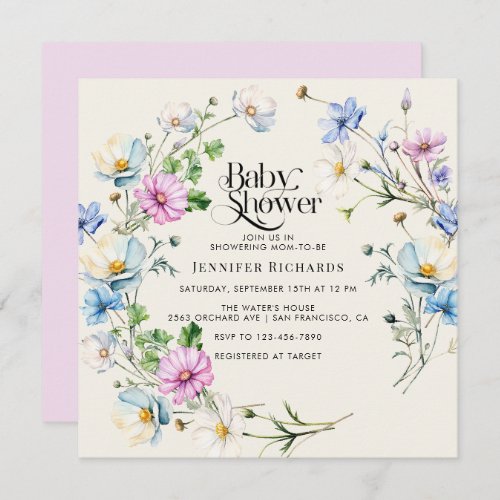 Wildflower Flower Anemone Garden Baby Shower Invitation