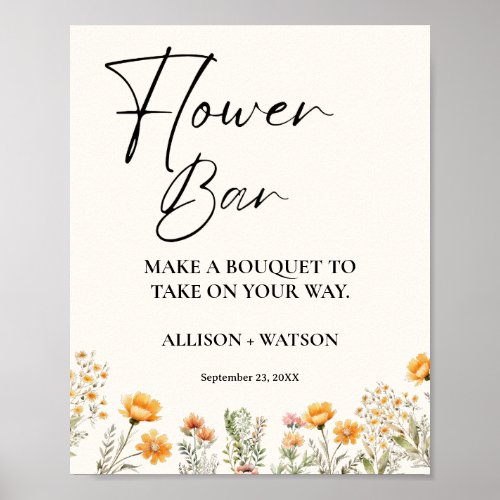Wildflower  Flower bar sign bridal shower flower 
