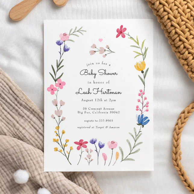 Wildflower Flower Garden Baby Shower Invitation | Zazzle