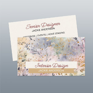 Wildflower Foliage Green Amber Watercolor Business Card