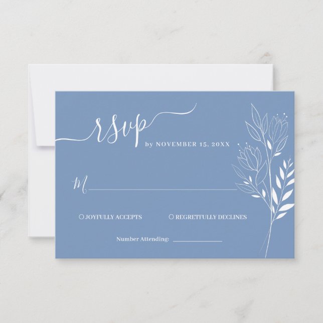 Wildflower Foliage Wedding RSVP Card (Front)
