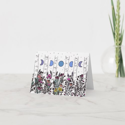 Wildflower Forest Moon Phases Blank Inside Card