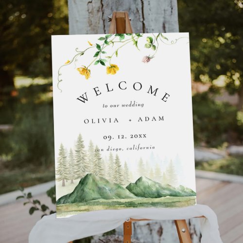 Wildflower Forest Mountain Wedding Welcome Sign