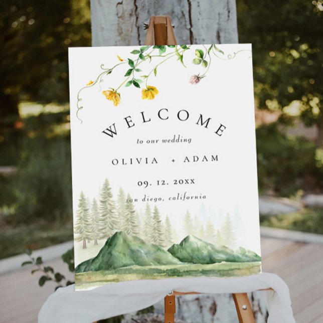 Wildflower Forest Mountain Wedding Welcome Sign (Creator Uploaded)