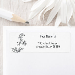 Wildflower Forget-me-not Black and White Floral Label