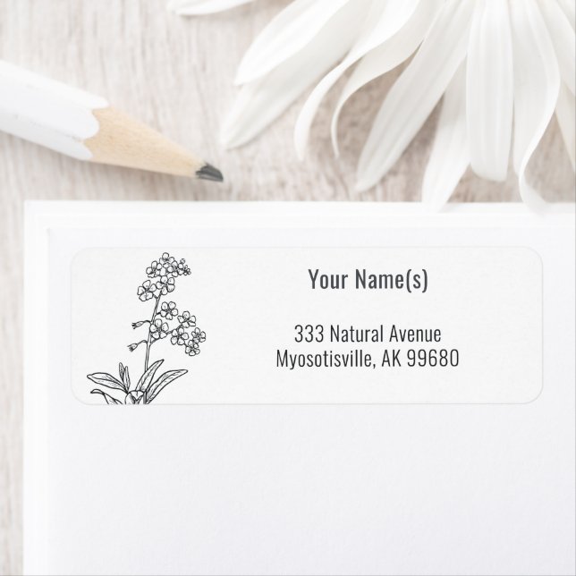 Wildflower Forget-me-not Black and White Floral Label (Insitu)