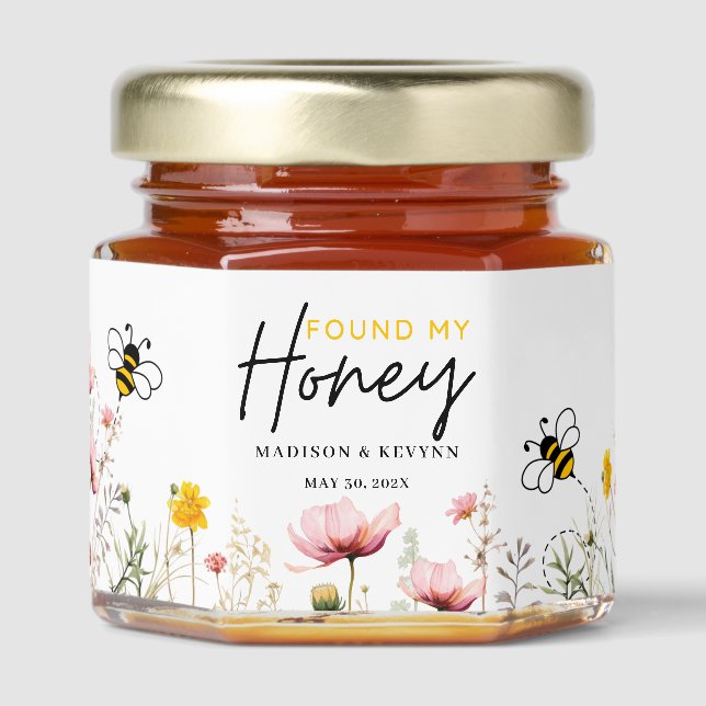 Wildflower Found My Honey Wedding Jar Favors (Front)