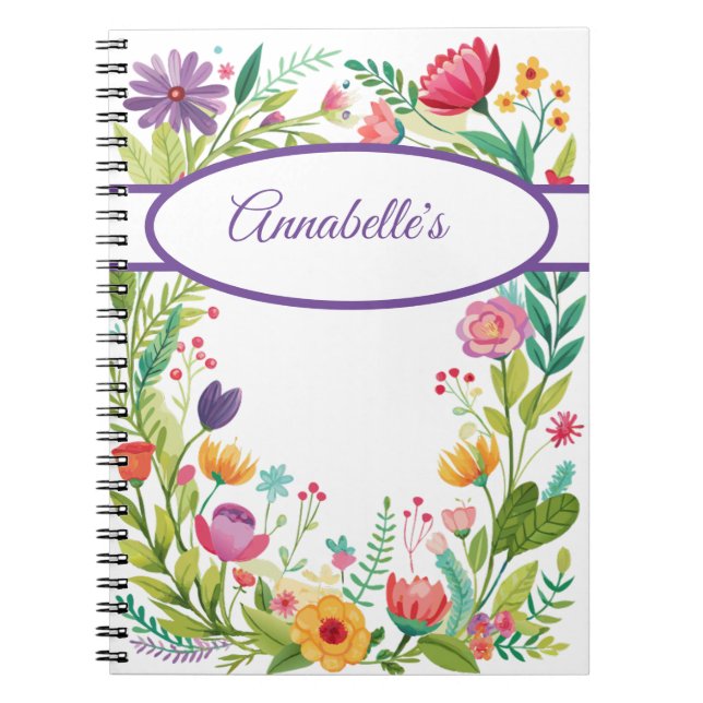 Wildflower Frame Colorful Spiral Photo Notebook (Front)