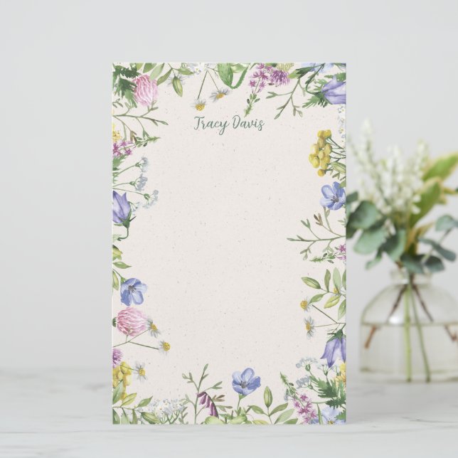Wildflower Frame Personalized Stationery (Standing Front)