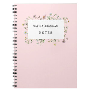 Wildflower frame Refined floral Blush Design Notebook