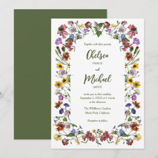 Wildflower Frame Rustic Boho Wedding Invitation