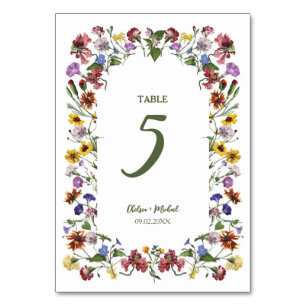 Wildflower Frame Rustic Boho Wedding Table Number
