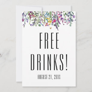 Wildflower Free Drinks Black White Wedding Save The Date