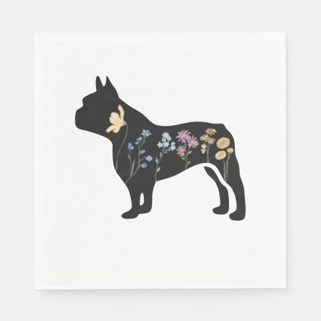 Wildflower French Bulldog Napkins (Front)