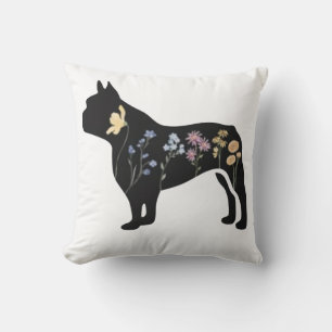 Wildflower French Bulldog Throw Pillow