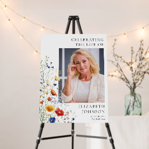Wildflower Funeral Celebration Of Life Photo Sign