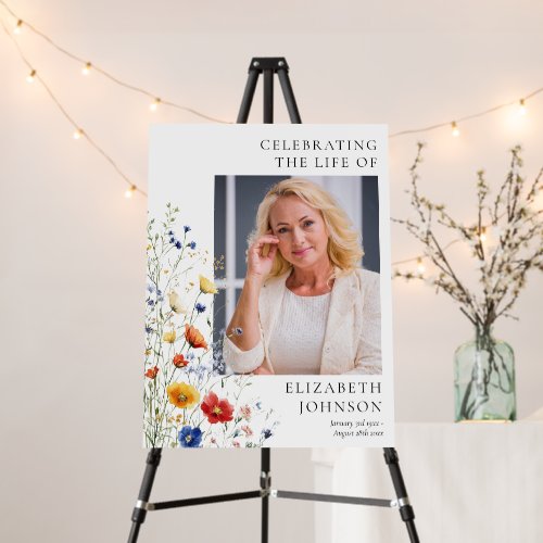 Wildflower Funeral Celebration Of Life Photo Sign