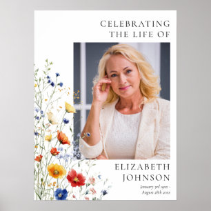 Wildflower Funeral Celebration Of Life Photo Sign