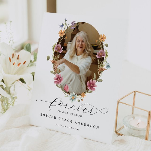 Wildflower Funeral Forever In Our Hearts Pedestal Sign (Creator Uploaded)