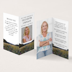 Wildflower Funeral Memorial Photo Prayer Poem Card