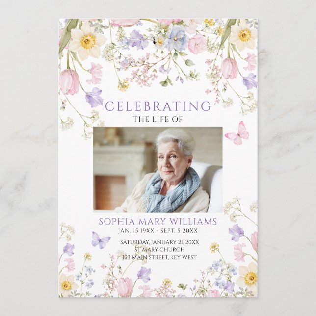 Wildflower Funeral Order of Service  Program (Front)