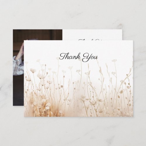 Wildflower Funeral Photo Memorial Thank You Card