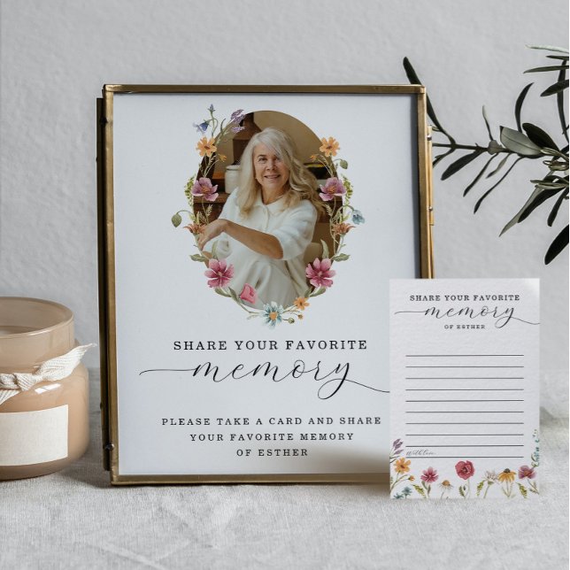 Wildflower Funeral Share a Memory Sign Advice Card (Creator Uploaded)