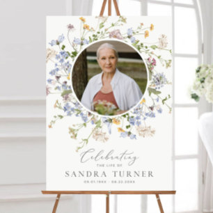 Wildflower Funeral Welcome Sign Woman, Memorial Po
