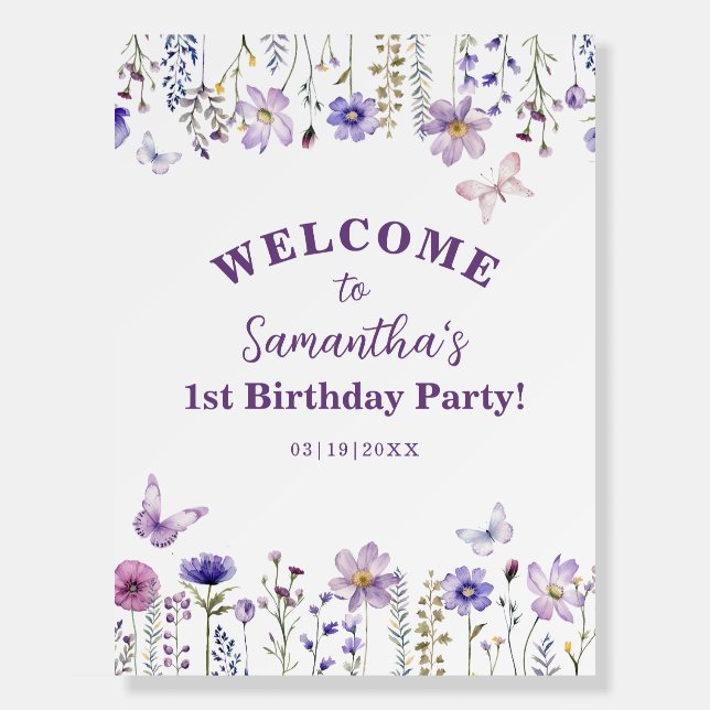 Wildflower Garden 1st Birthday Welcome Sign (Front)