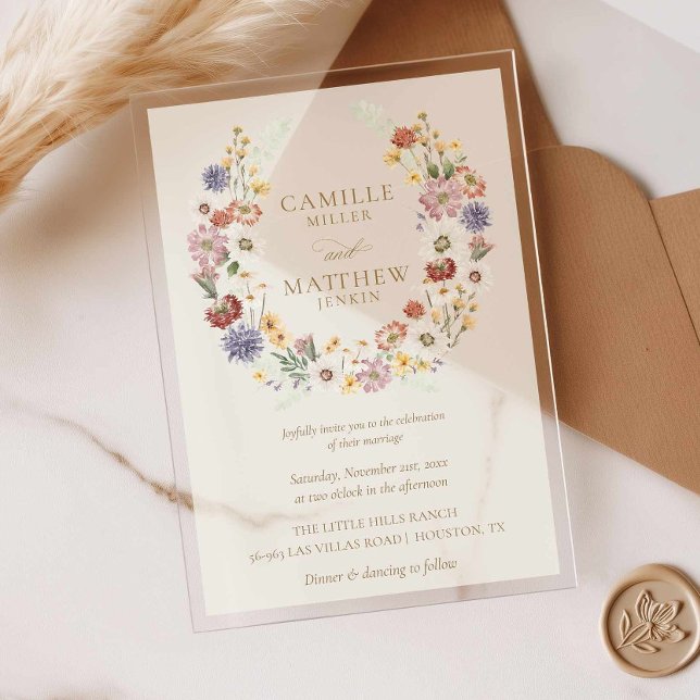 Wildflower Garden Acrylic Wedding Invitation (Wildflower Garden Acrylic Wedding Invitation)