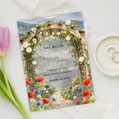 Wildflower Garden Arbor Rustic Outdoor Wedding Save The Date