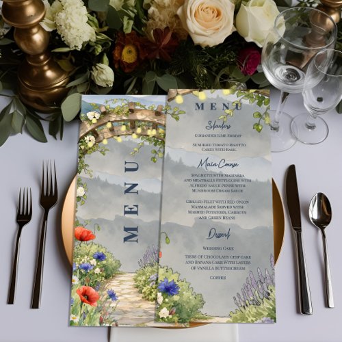 Wildflower Garden Arbor Wedding Reception Dinner Menu