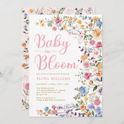Wildflower Garden Baby in Bloom Baby Girl Shower I Invitation