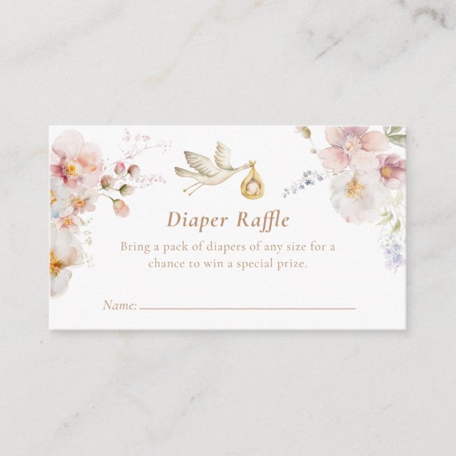 Wildflower Garden Baby Shower Diaper Game Ticket Enclosure Card (Front)