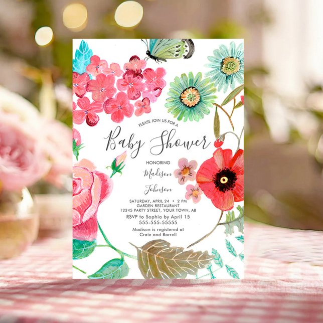 Wildflower Garden Baby Shower Floral Party Invites (Wildflower Garden Baby Shower Floral Party Invites)