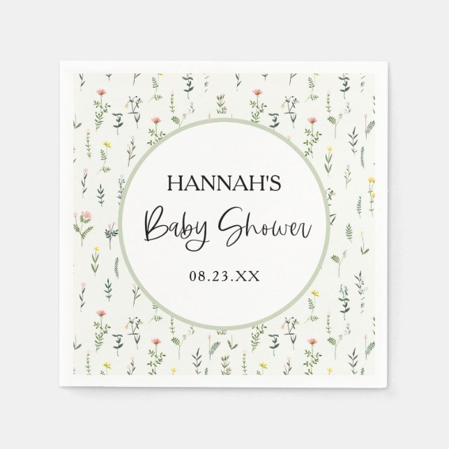 Wildflower Garden Baby Shower | Garden Party Napkins (Front)