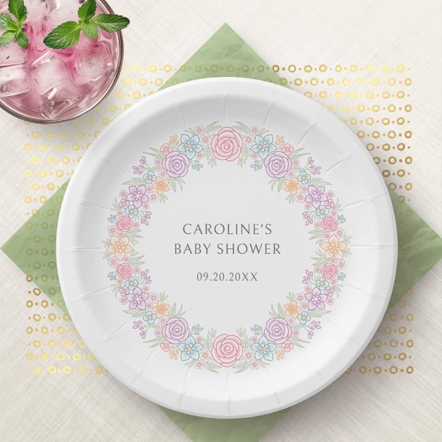 Wildflower Garden Baby Shower Paper Plates (Creator Uploaded)