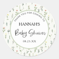 Wildflower Garden Baby Shower Thank You Favor Classic Round Sticker