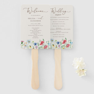 Wildflower garden Beige Wedding Program Hand Fan