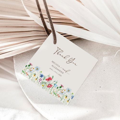 Wildflower Garden Beige Wedding Thank You Favor Tags