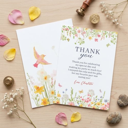 Wildflower Garden Birthday Party Thank You Card