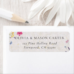 Wildflower Garden Blush Pink Watercolor Wedding Label