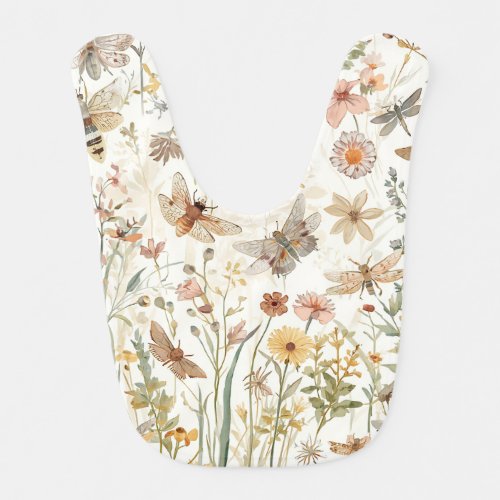 Wildflower Garden Botanical Butterflies Floral Baby Bib
