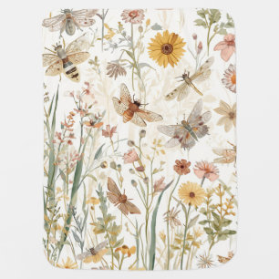 Wildflower Garden Botanical Butterflies Floral Baby Blanket