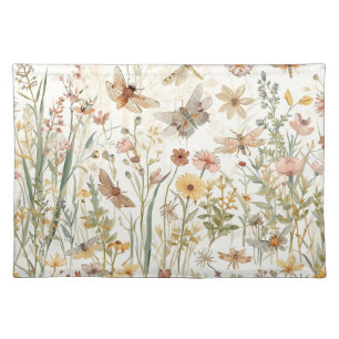 Wildflower Garden Botanical Butterflies Floral Cloth Placemat
