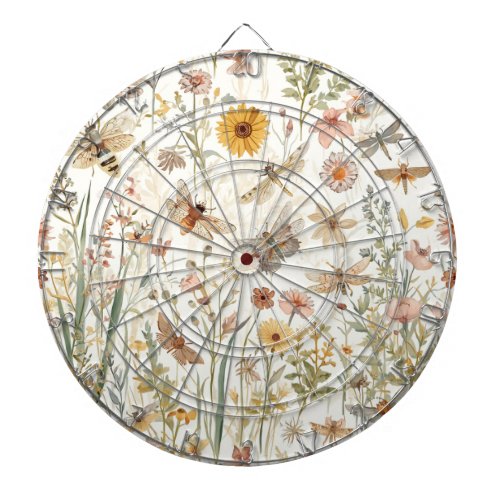 Wildflower Garden Botanical Butterflies Floral Dart Board