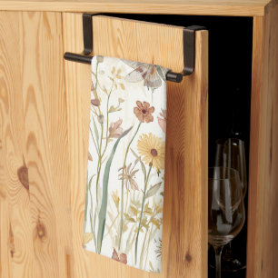 Wildflower Garden Botanical Butterflies Floral Kitchen Towel